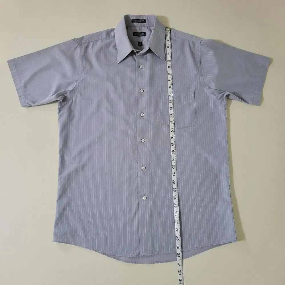 Arrow Wrinkle Free Men's Blue Button-down Short Sleeve Shirt